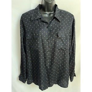 Vintage Anna and Frank 100% Silk Button Down Polka Dot Blouse Size M